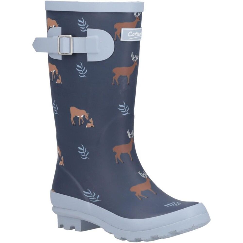 Cotswold Childrens/Kids Woodland Deer Galoshes / Navy